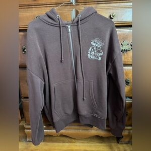 Brown Hoodie with Mushroom Design